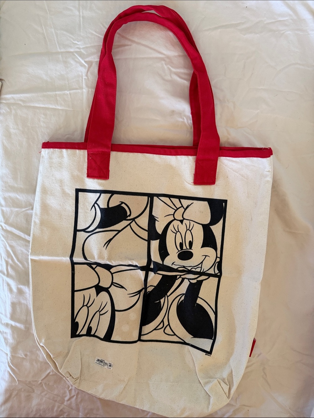 Disney Canvas Tote with Red Handles and Black Character Panel